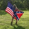 AMERICAN FLAG WITH CONFEDERATE REBEL FLAG