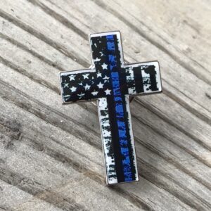 Thin Blue Line Cross Pin