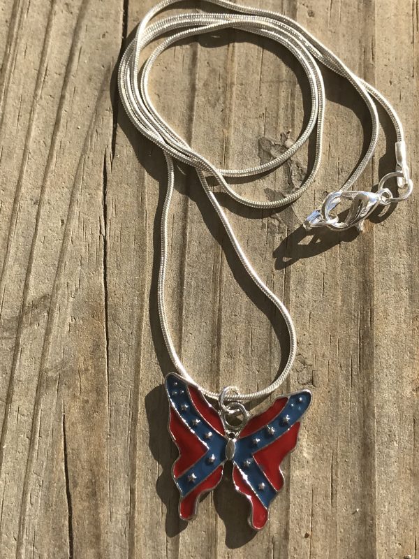 Rebel Flag Butterfly Earrrings and Necklace