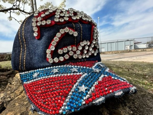 Confederate Flag Rebel Gal Bling Denim Hat