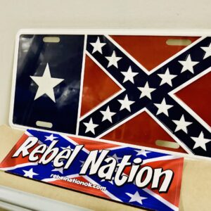 Texas Confederate Flag License Plate Tag