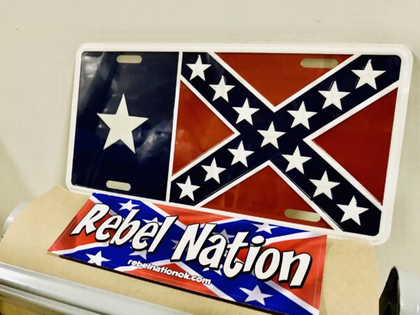 Texas Confederate Flag License Plate Tag