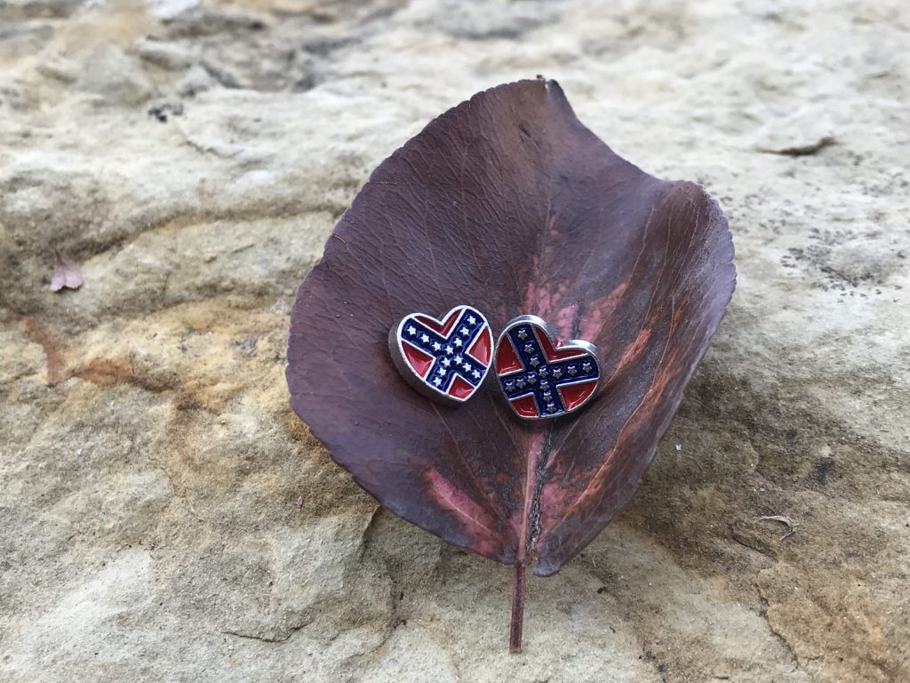 Rebel Flag Heart Stud Earrings