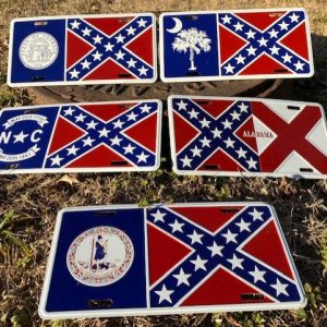 "Confederate License Plate Bundle – 5 aluminum plates for $50 with mix and match Southern designs, Rebel Nation"