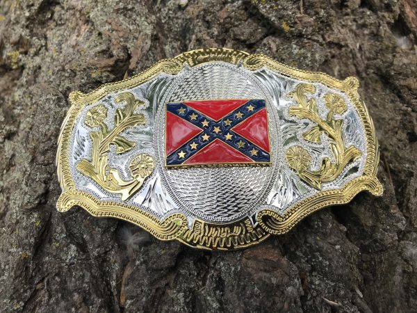 Western Confederate Flag Belt Buckle