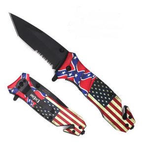 CConfederate Flag American Flag Tactical Knife
