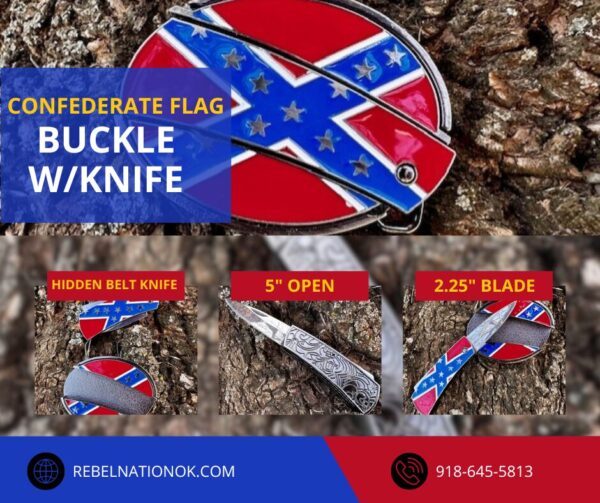 Confederate Flag Blet Buckles and Knives