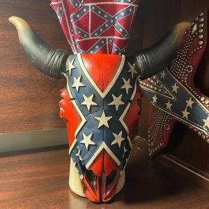 Confederate Flag Cow Skull Vase
