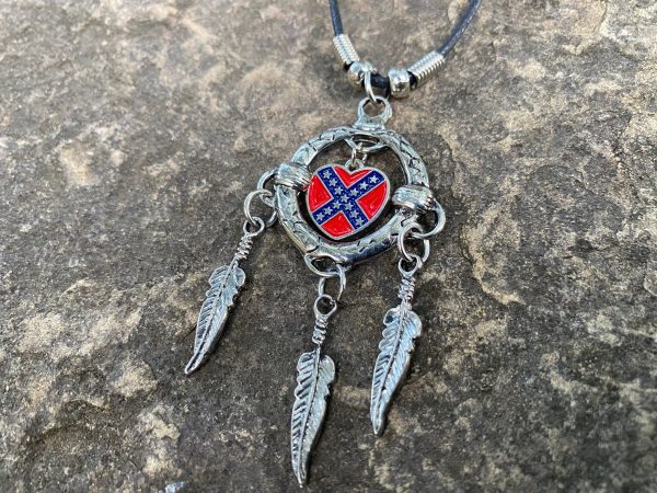 Confederate Flag Dreamcatcher Necklace