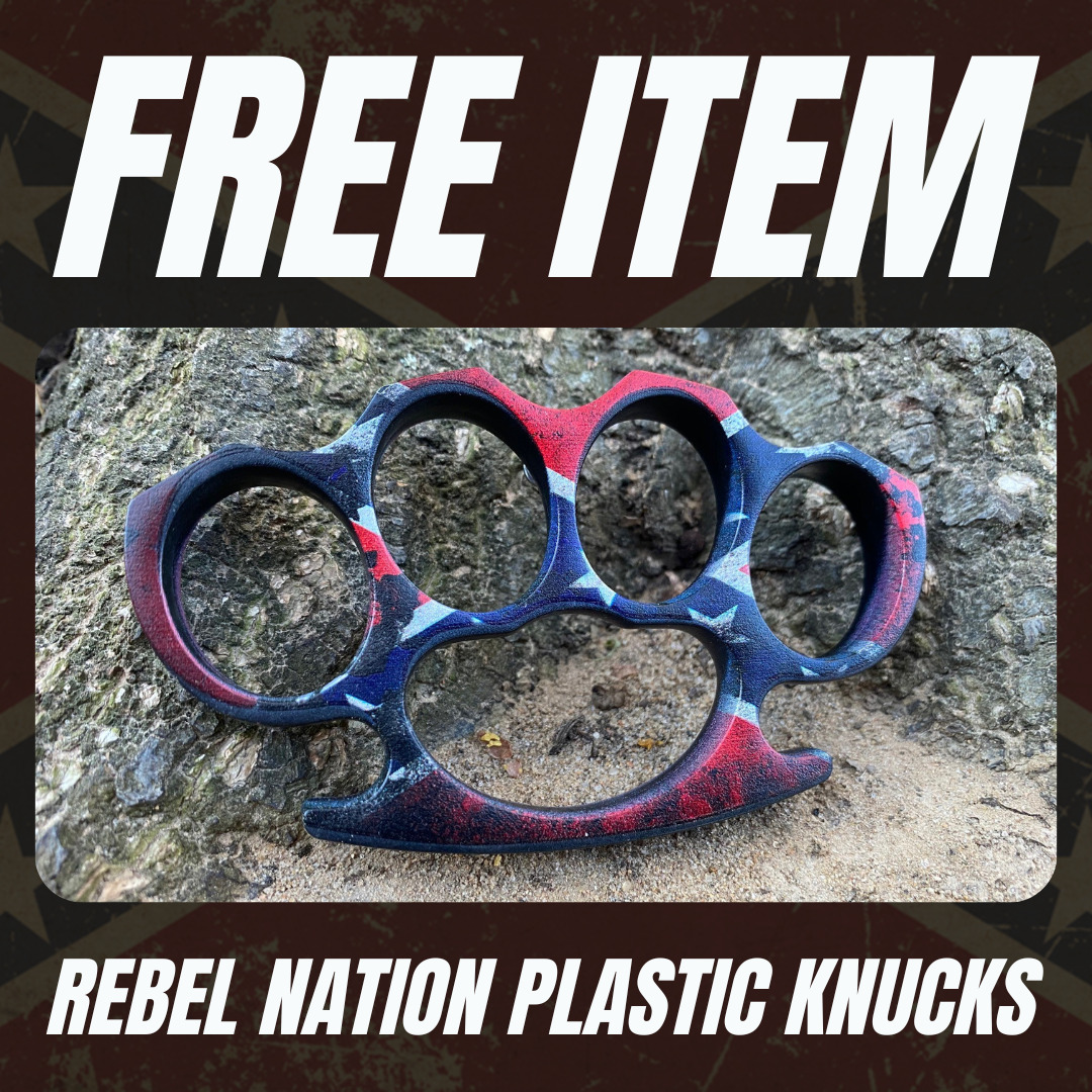 Plastic Knuckle Duster Belt Buckle with Prong Attachment - Confederate Flag