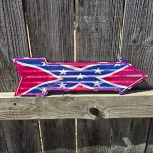 Confederate Flag Arrow Metal Sign