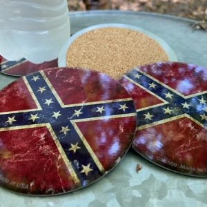 Confederate Flag Metal Coaster Set
