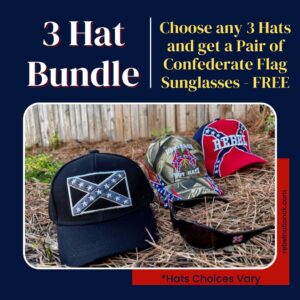 Confederate Flag 3 Hat Bundle