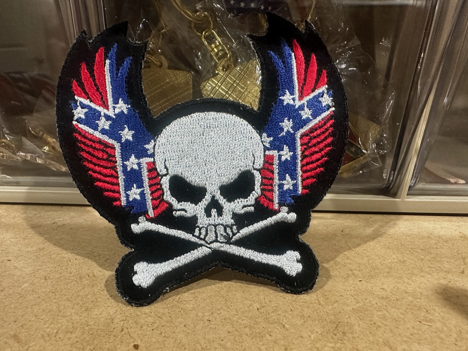 Rebel Rider Skull American Flag Iron On Patch Senior Parachutist