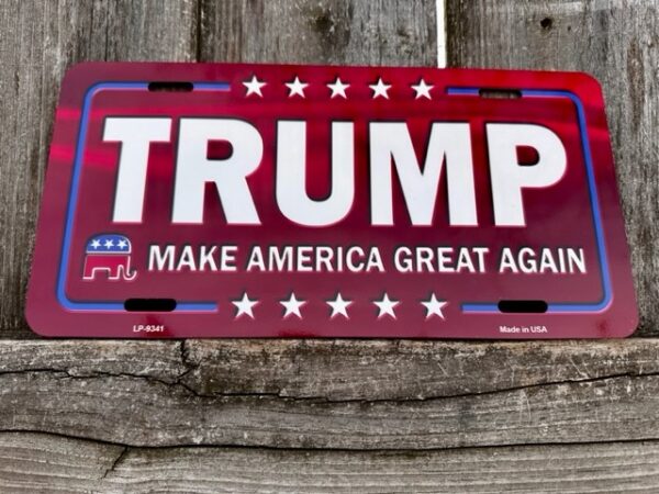 Trump Make America Great Again Red License Plate Tag