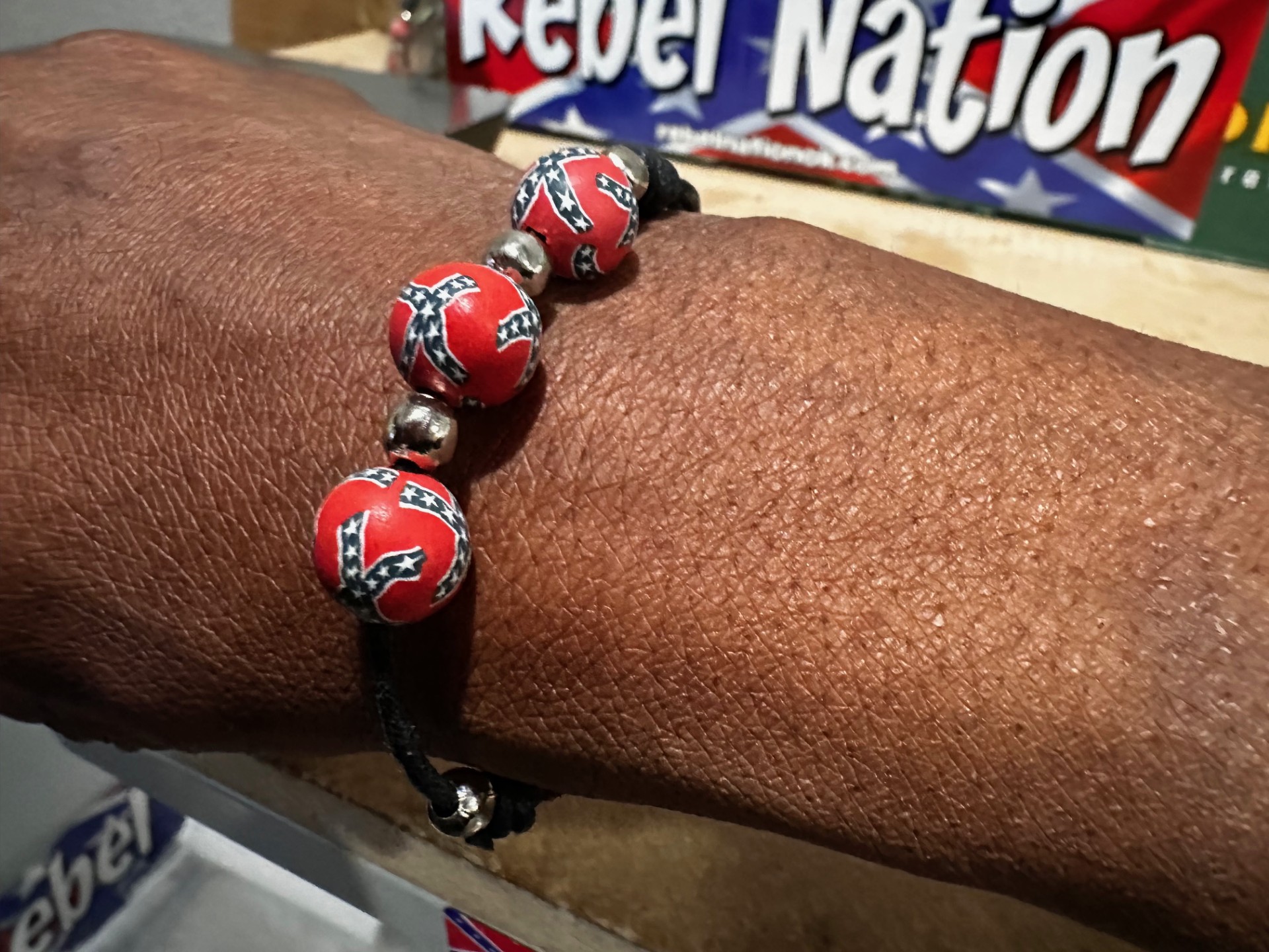 3 Bead Confederate Flag Bracelet