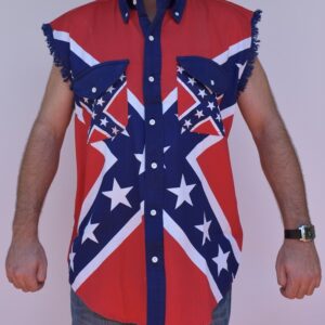 Confederate Flag Denim Sleeveless Shirt