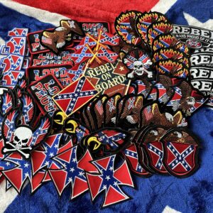 "Confederate Patch Assortment – 75 random Rebel patches with eagles, skulls, and flag designs, Rebel Nation"