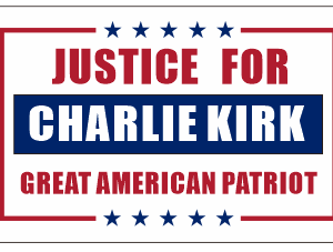 "Justice For Charlie Kirk Flag – 3x5 polyester flag with red, white, and blue patriotic design, Rebel Nation"