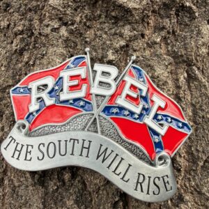 Confederate South Will Rise Rebel belt buckle crossed flags metal buckle Rebel Nation