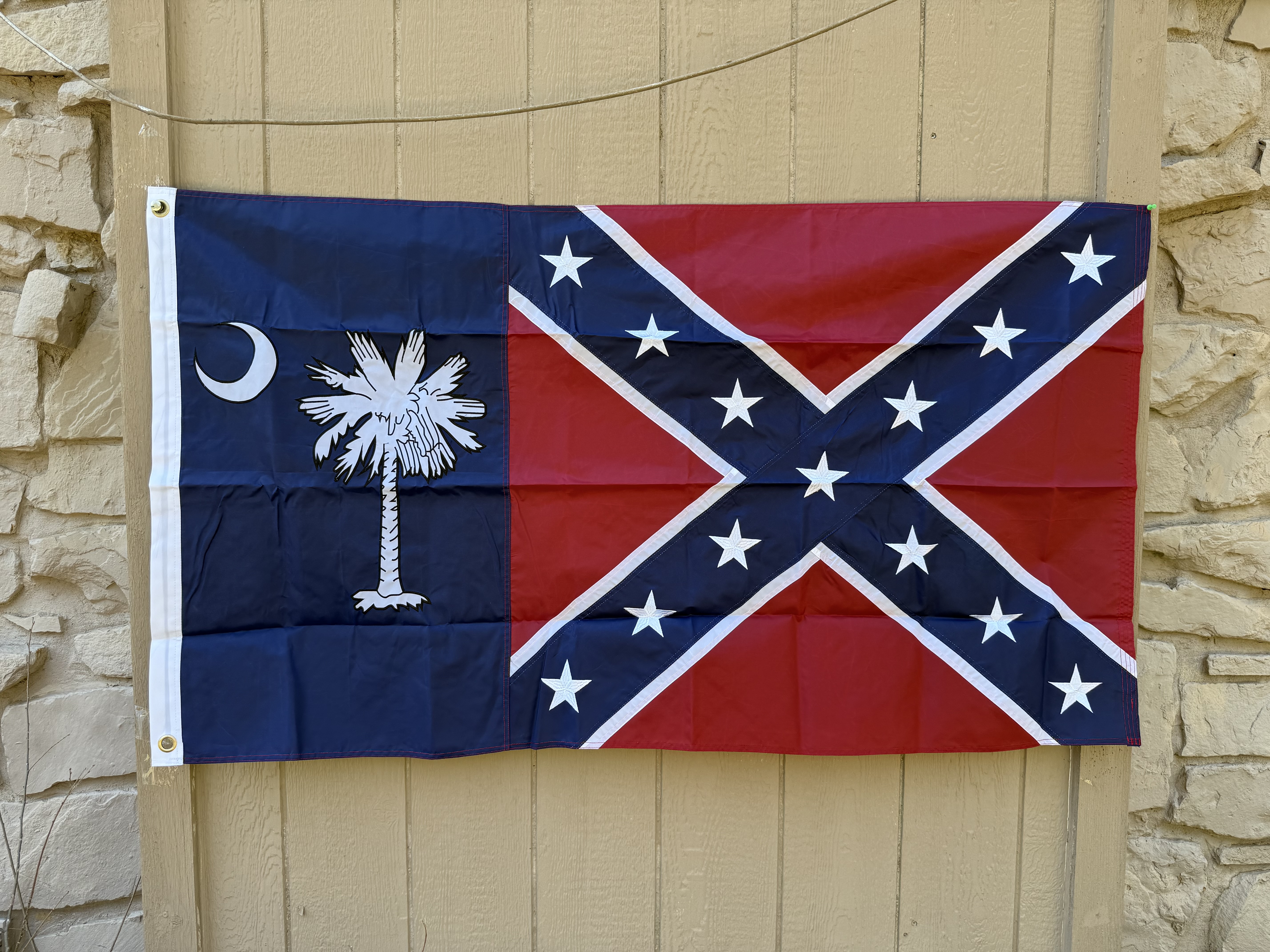 heavy duty embroidered south carolina confederate flag 210D 3x5 palmetto rebel flag